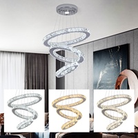 Lustre suspendu en cristal à 3 anneaux avec éclairage LED moderne personnalisé, entrepôt allemand