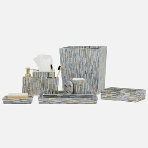Ensemble de 8 accessoires de salle de bain de luxe personnalisés en résine, écologiques et étanches, avec armoire intégrée - Product Image 4
