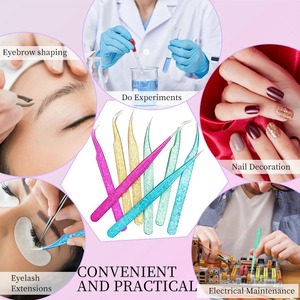 Pinzas de Cejas de Acero Inoxidable Chapadas en Oro de Lujo, Personalizadas, con Punta Recta, Duraderas y Precisas para Cabellos de 0.04mm de Diámetro - Product Image 4