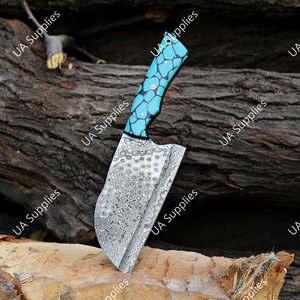 Cuchillo de carnicero serbio de acero de Damasco forjado de alta resistencia, ambidiestro, con mango ergonómico de resina, cortador de carne, cuchillos modernos OEM - Product Image 2