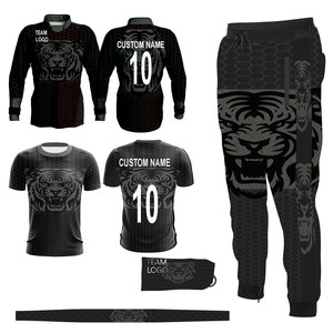 Ensemble de vêtements de sport personnalisés pour paintball en gros : maillot à manches longues, t-shirt, pantalon de jogging et masque facial - Product Image 2