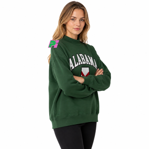 Sudadera de cuello alto para mujer con letras de aplique ALABAMA y mapa del estado, de forro polar grueso, oversize, 100% algodón, estilo urbano - Product Image 3