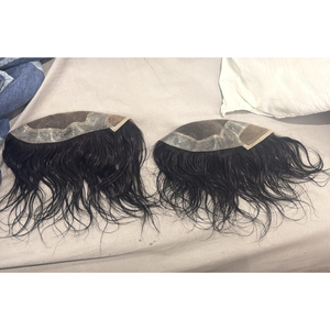Peluca de Cabello Humano Rizado de 22 mm para Hombre, Tupé Corto Ondulado, Sistema de Cabello sin Pegamento, Negro Natural, Uso Diario - Product Image 4