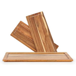 Juego de bandejas de madera artesanales, ecológicas, rectangulares, con asas, para el desayuno y la organización de la cocina. - Product Image 4