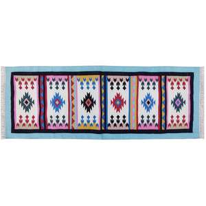 Tapis en coton à motifs Kilim intemporel pour entrée de studio de yoga ou zones de cuisson 047 - Product Image 2