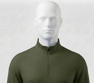 Haut tricoté vert olive pour homme à col montant et fermeture éclair quart de tour, coupe droite, couleur unie, idéal pour l'automne - Product Image 5