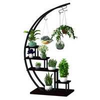 Support de plantes circulaire moderne en bois avec crochets suspendus pour plantes vertes et fleurs d'intérieur, design minimaliste, décoration intérieure