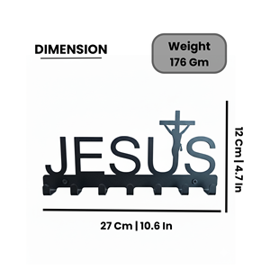 <b>Black</b> Metal Jesus Wall <b>Hook</b> Wall Mounted Key Holder 5 <b>Hook</b> Organizer for Entryway Bedroom Home - Product Image 2