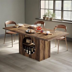 Tavolo da Pranzo Rettangolare Grande Stile Fattoria da 63 Pollici con Spazio di Archiviazione per 4-6 Persone, per Uso in Cucina - Product Image 2
