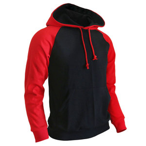 <b>Men's</b> Black <b>Red</b> Regular Sleeve Hooded <b>Sweatshirt</b> with Front Pocket Regular Fit Knitted Cotton Fleece Eco-Friendly Winter Wear - Product Image 3
