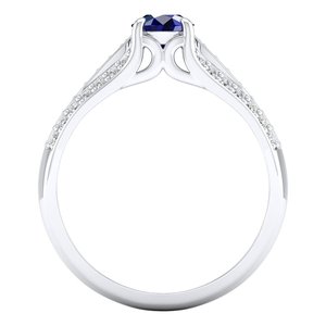 แหวนพลอยไพลินสีน้ำเงินทรงกลม 0.5 กะรัต คุณภาพสูง 14K ทองคำแท้ REYES รุ่นใหม่ล่าสุด ได้รับการรับรอง GRA พร้อมเพชรโมอิสซาไนต์ เครื่องประดับชั้นดี - Product Image 4