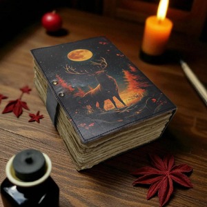 Stag Leather Journal Handmade Grimoire with Deckle Edge Paper - Product Image 4
