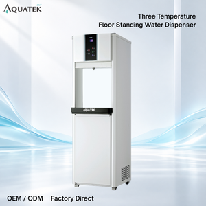 Distributeur d'eau commercial sur pied AQUATEK avec réservoir de 10 L pour eau chaude, tiède et froide, idéal pour les bureaux et les lieux de travail - Product Image 1