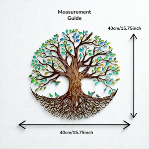 Art mural artisanal ARBRE DE LA VIE avec feuilles colorées et oiseaux pour la décoration murale des hôtels ou de la restauration, pour ajouter une touche de luxe - Product Image 4
