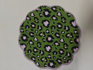 Dark Green Cotton Leopard Print Quilted Thin (0.2-0.4 In.) Reversible Modern Customizable Machine Washable Multi-Shaped <b>Placemat</b> - Product Image 2