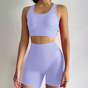 Sexy Hot One Shoulder Cutout Sports Bra with Matching Ribbed High Waist Biker <b>Shorts</b> 2 Piece Set Women Fitness - Product Image 1