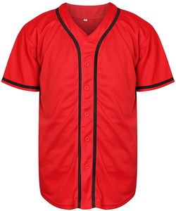 Camiseta de Softbol Roja con Cuello en V, Manga Corta, Cierre de Botones, 100% Poliéster, Absorbe la Humedad, Unisex, Corte Regular, Color Sólido, Personalizable - Product Image 2