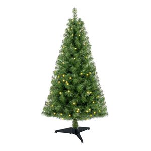 Albero di Natale Artificiale Realistico in Abete di Norwood da 120 cm con 100 Luci LED Bianco Caldo, 241 Punte di Rami, Pre-Illuminato, con Supporto, in PVC Verde - Product Image 2