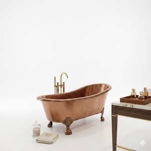 อ่างอาบน้ำทองแดงแบบลอยตัวทันสมัย ทำด้วยมือ หรูหรา ราคาดีที่สุด - Product Image 2