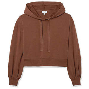 Sweat-shirt à capuche gris court pour femme, pull à manches longues, style décontracté streetwear - Product Image 5