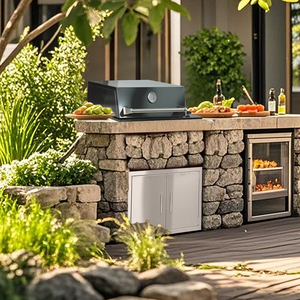 <span class=keywords><strong>Barbecue</strong></span> extérieur de qualité supérieure en acier inoxydable SUS304, robuste, à encastrer, 3 brûleurs, <span class=keywords><strong>gaz</strong></span> GPL/GN, avec hotte - Product Image 4
