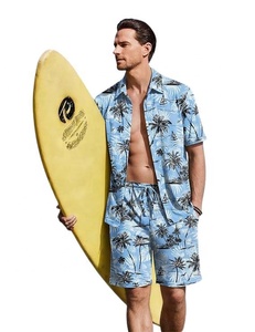 Ensemble pyjama de plage 2 pièces pour homme OEM, chemise à manches courtes boutonnée et short de nuit - Product Image 2