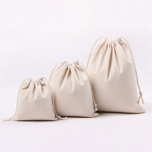Printed Adjustable Washable Cotton Drawstring Bag Eco Friendly Woven Muslin Pouches in Three Sizes - Product Image 5