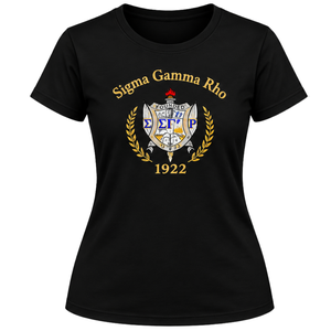 T-shirt graphique personnalisé en coton à manches courtes et col rond pour femmes de la sororité Sigma Gamma Rho, avec lettres grecques, style décontracté, vente en gros - Product Image 1
