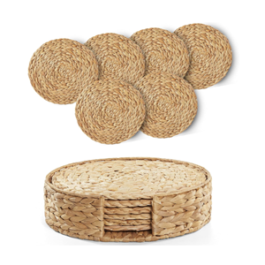 Wholesale Water Hyacinth <b>Placemat</b> With <b>Round</b> Stand, Braided Natural Wicker Charger Plates For Table Decoration From Vietnam - Product Image 1