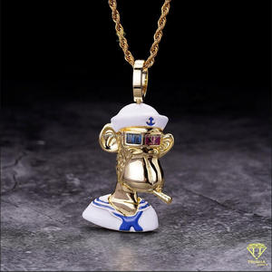 Pendentif animal de dessin animé entièrement détaillé en argent sterling avec pierres de diamant moissanite serties à la main - Product Image 6