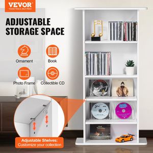 Mobiletto portaoggetti a 5 livelli per CD e DVD, scaffale regolabile per 240 CD, protegge e organizza musica, film e video - Product Image 2