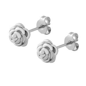 Pendientes de Acero Inoxidable con Baño de Oro de 18K, Diseño de Flor y Rosa, Venta al Por Mayor - Product Image 2