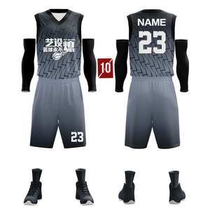 Uniforme de basket-ball personnalisé marine unisexe sans manches col en V avec numéro 23 respirant 100% polyester impression numérique taille adulte - Product Image 2