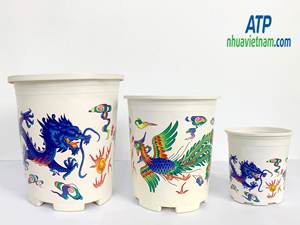 Jardinière en plastique de forme ronde en gros avec des motifs Dragon et Phoenix pour une utilisation au sol - Product Image 4