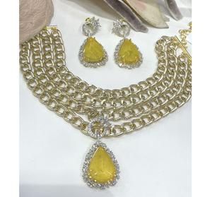 Conjunto de Collar y Aretes con Acabado Dorado y Piedras de Imitación, Elegante y de la Mejor Calidad, para Bodas, Colección para Mujer - Product Image 2