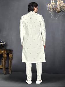 Costume Indo-Occidental Noir Élégant pour Homme, Motif Aigle Brodé, Perles Haute Densité, Tenue de Soirée Formelle, Ensemble de Marié Ethnique - Product Image 2