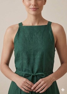 Vestido de mujer sin mangas, sin cuello, estilo A, largo hasta la rodilla, color liso, estilo vintage, transpirable, para fiesta de verano, diseño personalizado, venta al por mayor - Product Image 4