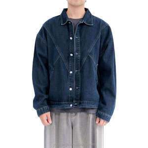<b>Men's</b> <b>Denim</b> <b>Jacket</b> 100% Cotton Solid Color Turn-down Collar Casual Loose Fit Regular Sleeve Washed Finish Autumn Wear - Product Image 3
