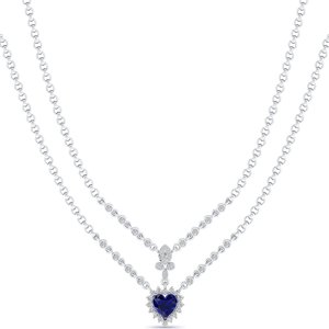 REYES - Collar con Colgante de Zafiro Azul en Forma de Corazón de 3.5 Quilates, Oro de 14K, Certificado GRA, Collares de Moissanita, Joyería Fina para Mujer - Product Image 5