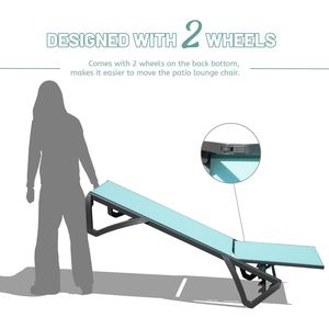 Sdraio da Esterno in Alluminio e Plastica con Schienale Regolabile in 5 Posizioni, Ruote e Resistente alle Intemperie - Product Image 5