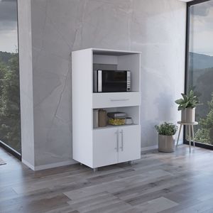 Armadio Dispensa Multifunzionale Worland con Supporto per Microonde, 2 Ante e Cassetto per Organizzazione Cucina - Product Image 1