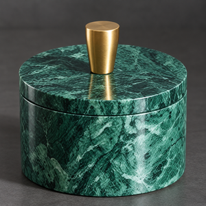Boîte de rangement multifonctionnelle écologique en marbre de luxe artisanal pour mariage avec couvercle en métal - Product Image 1