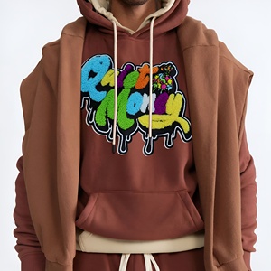 Sudadera con Capucha Oversize de Algodón y Felpa con Estampado de Graffiti Marrón, Estilo Urbano, Personalizable OEM ODM - Product Image 6
