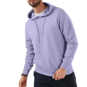 Sudadera con Capucha Lavanda para Hombre, Estilo Moderno, Corte Regular, Algodón French Terry, Color Sólido, con Bolsillos, para Otoño - Product Image 1