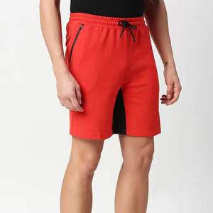 Shorts de sport pour homme, rouge uni, 100% polyester, décontractés, pour la gym, l'entraînement, la course à pied, respirants, taille élastique - Product Image 2