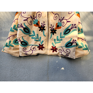 Veste en velours beige brodée, manteau court d'hiver, motif oiseau brodé, veste pour femme, coton tissé à la main, style bohème, cadeau pour elle - Product Image 5