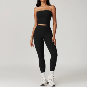 Venta Directa de Fábrica, Conjunto de Shorts de Yoga para Mujer, Totalmente Personalizado, con Cinturón, 2 Piezas, Transpirable, Spandex/Nailon, Varios Colores - Product Image 6