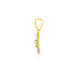 Pendentif hexagonal en or jaune pour femme avec cœur et diamants ronds cultivés en laboratoire, pendentif minimaliste pour tous les jours - Product Image 3