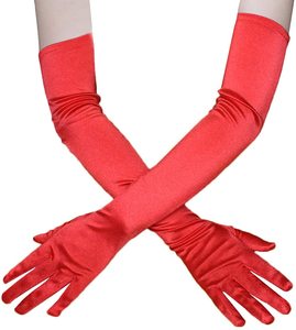 Guantes de Fiesta Elegantes Personalizados en Morado, Rosa, Negro y Blanco para Novia, Guantes Rojos para Boda, Graduación, Talla Única, Satén Elástico, Estilo Ópera - Product Image 3