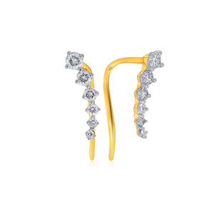 Boucles d'oreilles à crochet en diamant Starry Pebbles pour femmes, en or jaune, diamant taille brillant rond, style minimaliste, pour usage quotidien - Product Image 4